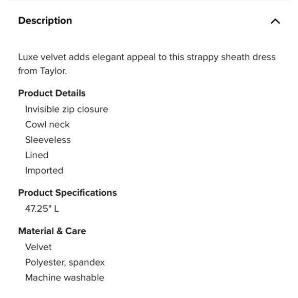 Taylor Sleeveless Cami Cowl Neck Solid Velvet Midi Length Dress Size 6 - Picture 10 of 13